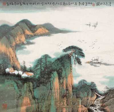 晏明 清音流水图 镜心 65.5×66cm